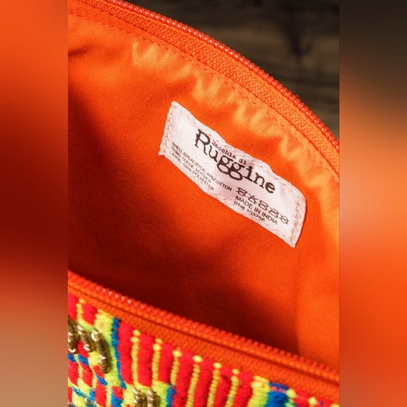 Handmade Hand Beaded Wristlet Clutch - Ethnic Inspired Motive - Dyed Fine Cotton - Picture 3 of 3